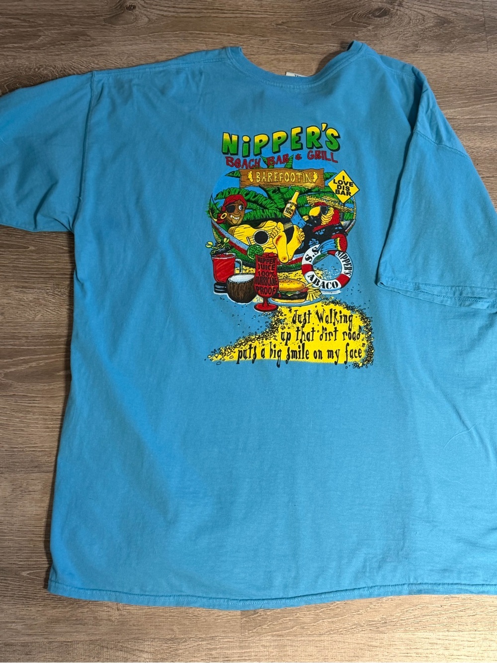 Nipper’s Beach Bar Abaco Bahamas 100% Cotton Blue T-Shirt XXL Comfort Colors
